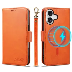 【在庫セール】PUレザー 全面保護 サイドマグネット式 カード収納 贈り物 スタンド機能 専用ストラップ付き ワイヤレス充電 ブランド カバー アイフォン16 マグセーフ対応 スマホケース iPhone16 iPhone16 ケース ケース 手帳型 6.1in