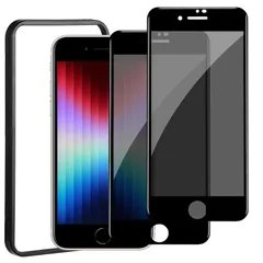 【新着商品】覗き見防止 全面保護【2枚セット】 iPhoneSE第3世代 ガラスフィルム ガラスフィルム のぞき見防止 アイフォンSE3 保護フィルム SE3 iPhoneせ3 用 画面 iPhone 保護 シート 強化ガラス【貼り付け簡単/ガイド枠付き】