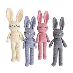 Moni's Choice ニットぬいぐるみ うさぎ ぬいぐるみ ベビー睡眠おもちゃ 新生児 プレゼント 100%ハンドメイド Amigurumi ぬいぐるみ ベビー写真