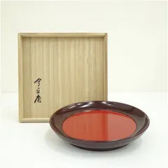 象彦造　今日庵好漆塗丸盆（共箱） 和食器 おしゃれ 茶道具 茶器 トレイ トレー お盆 レトロ アンティーク 骨董 和風 和食 カフェ