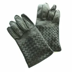 ボッテガヴェネタ BOTTEGA VENETA イントレチャート 手袋 グローブ レザー 羊革 80 黒 ブラック /KUのサムネイル