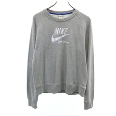 NIKE ナイキ ロゴプリント 長袖 トレーナー XL グレー スウェット レディース 古着