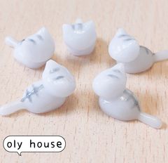 おすわり猫シリーズ　白虎猫　5匹セット　レジン　デコパーツ