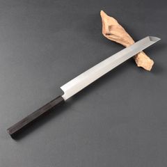 鞘付き 270mm 切付柳刃包丁 本牛角黒檀八角柄 刺身包丁 全鋼 和包丁