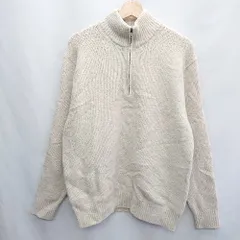 ■ UNIQLO ユニクロ スタンドカラー ジップアップ 長袖 ニット サイズL ベージュ レディース E  【1407020018289】