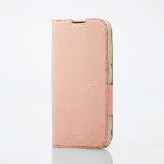 iPhone 14 Pro ソフトレザーケース 薄型 磁石付 フラワーズ (ライトピンク)