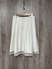 M'S GRACY エムズクレイシー 裾レース フレア ひざ丈 スカート size36/白 ◆■ レディース