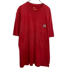 Carhartt ロゴTシャツ XL レッド カーハート プルオーバー ビッグサイズ 胸ポケット オリジナルフィット 古着卸 アメリカ仕入 a704-5862