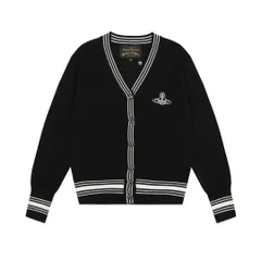 【本日限定特価】Vivienne Westwood レディース カーディガン 土星ロゴ刺繍 シーズンレス ホワイト＆ブラック/ホワイト＆ブルー/ブラック S-L [本日特価|新品未使用品]