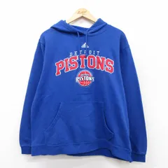 L/古着 アディダス adidas 長袖 スウェット パーカー メンズ NBA デトロイトピストンズ 刺繍 青 ブルー バスケットボール 25sep10 中古 ス