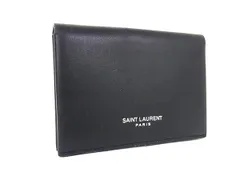 ■新品同様■ SAINT LAURENT サンローラン レザー カードケース カード入れ パスケース 名刺入れ 定期入れ ブラック系 FN3159のサムネイル