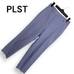 PLST プラステ クロップドパンツ テーパードパンツ シンプル カジュアル オフィス センタープレス ブルー レディース S