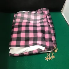 5589　スプリングストール　チェック　ピンク　星飾り付き　【中古】