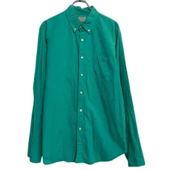 J.CREW 長袖 無地シャツ L グリーン ジェイクルー ボタンダウン 胸ポケット カジュアルシャツ シンプル 古着卸 アメリカ仕入 a703-5388