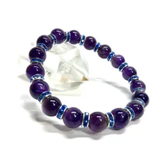 アメジスト パワーストーン ブレスレット 8mm 2月誕生石 （ブルー）メンズ・レディース　男性・女性　数珠ブレス　開運  [m]