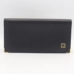 美品 ダンヒル ブラック レザー ゴールド金具 お札入れ メンズ長財布 OGH 2000000 NSK