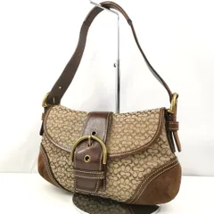 【 COACH 】J  A-3 コーチ ミニシグネチャー SOHO ソーホー  レザー スウェード ゴールド金具 ワンショルダー セミショルダー 肩掛け トートバッグ 夫人鞄 ブラウン 茶系