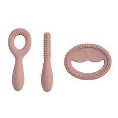 ezpz (イージーピージー) お口発達スタートキット 歯固め おしゃぶり 矯正いらずの綺麗な歯並びを育てる ラトル 赤ちゃん 新生児 0歳 シリコン 出産祝い (ローズピンク)