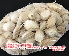 【わけあり品・数量限定】令和6年度 青森県産ホワイト六片種にんにく バラ 1kg(500g×2箱)【小粒のみ】