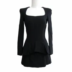 アレキサンダーマックイーン ALEXANDER MCQUEEN 2012 Ruffle Midi Dress ワンピース ひざ丈 フリル ドレス スクエアネック 黒 ブラック 38 Mサイズ 0810のサムネイル