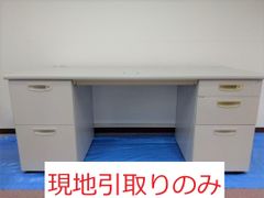 【発送不可、引取りのみ】【管理番号055】両袖机　1600幅　ライオン事務器　ED-E167D-AB-HH