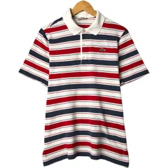 古着 80年代 ラコステ LACOSTE CHEMISE フレンチラコステ マルチボーダー 半袖 ボーダー ポロシャツ フランス製 5 メンズL相当/eaa561357