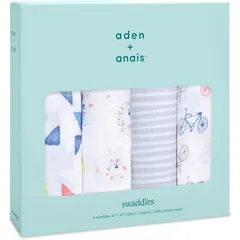 aden + anais(エイデンアンドアネイ) 【日本正規品】出産祝い ベビーギフト モスリンスワドルおくるみ 4枚セット mon Fleur A