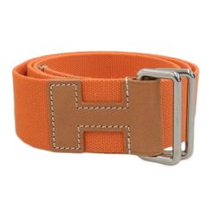 美品 HERMES エルメス ノマド ベルト 小物 メンズ キャンバス レザー オレンジ U刻印 2022年