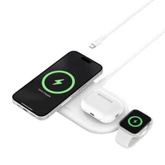 【 新品 未開封 】 BELKIN　BoostCharge Pro Qi2 3-in-1 ワイヤレス充電器 ホワイト ［USB Power Delivery対応 /3ポート /15W］　WIZ022qcWH 未使用 送料無料