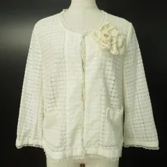 #anc インゲボルグ INGEBORG ジャケット 9 オフホワイト ノーカラー レース 花モチーフ 薄手 レディース [957681]のサムネイル