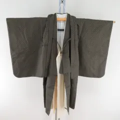 子供着物 男の子用 四つ身 襦袢・被布セット 灰黒緑色 橘家紋の地紋 正絹 5歳 フォーマルきもの 男児 七五三 祝着 身丈90cm