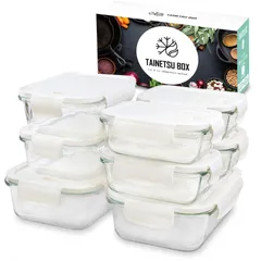 【在庫処分】フタをしたまま 電子レンジ対応 オーブン 密閉 タッパー 耐熱容器 ガラス 耐冷 四角 蓋付き 保存容器 BPAフリー 耐熱ガラス クリア ファミリー ギフト 日本国内検査済み タイボ (8個セット)