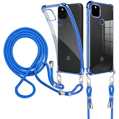 weiaoluo Google Pixel 5A ケース クリア ショルダー 透明 TPU Pixel 5A 5G ケースクセル 5a スマホケースPixel5a カバー 耐衝撃 斜めがけ 織りストラップ付き スマートフォン ネックショルダー 調節可能な  0