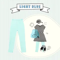 【アウトレット】キッズレギンス　ライトブルー　150サイズ