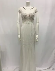 1048　ROBE de　FLEURS Glossy ローブドフルールグロッシー　キャバクラ　ドレス　ロングドレス　スリット　ストーン　ノースリーブ　レース　キャバドレス　イベント　M