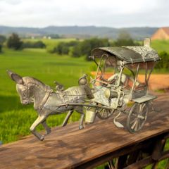 ヴィンテージ】金属製 馬車 置物 鉄器 骨董品 古道具 アンティーク