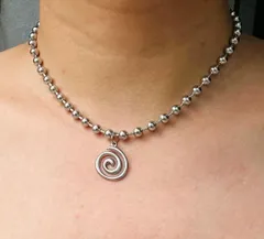 SOLロゴ ネックレス スパイラルボルテックス ボールチェーンステンレス y2k