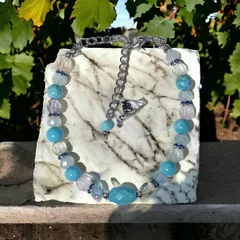 【邪気払い・幸福】ターコイズ宝石質天然石デザインブレスレット