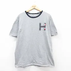 XL/古着 トミーヒルフィガー 半袖 ブランド Tシャツ メンズ ワンポイントロゴ 大きいサイズ コットン クルーネック グレー他 25aug25 中古