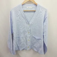 ◇ Θ AMERICAN HOLIC アメリカンホリック 裾スリット 長袖 カーディガン サイズL ライトブルー レディース E  【1506180006263】