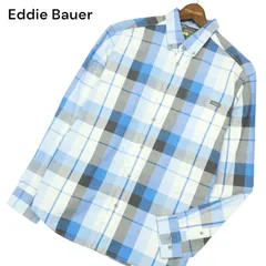 Eddie Bauer エディーバウアー 通年 ロゴ★ 長袖 ブロックチェック ボタンダウン シャツ Sz.M メンズ アウトドア