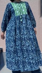 ☆着物リメイク☆ 本染浴衣 フレア袖のゆったりワンピ モノトーン