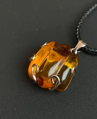 琥珀 ペンダントネックレス　シルバー925