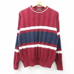 M/古着 バンヒューセン 長袖 セーター メンズ 90s クルーネック エンジ他 25feb27 中古 ニット トップス