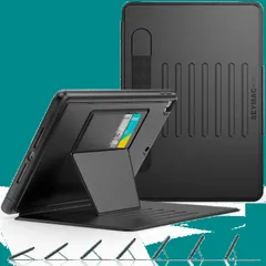 【特価商品】SEYMAC stock ケース iPad 9/8/7世代(2021/2020/2019) 10.2インチ ケース 耐衝撃 多角度横置き調節 オートスリープ ペン収納 カード収納 強磁力全面保護カバー（ブラック）（適格請求書発行事業者）