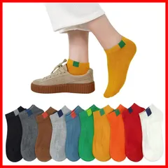 脱げないスニーカーソックス 短い 蒸れない靴下 夏用 可愛いくつした 女性 ショートソックス 薄手 カラフルソックス くるぶし靴下 綿10足セット 春夏 くるぶし 22-25cm レディース 靴下 [Yazon]