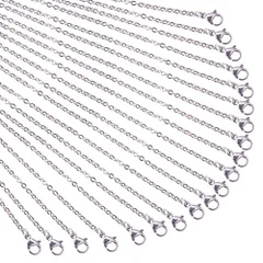 【特売】PH PandaHall 20本 304ステンレスチェーン ネックレス チェーンのみ アズキチェーン ネックレスチェーン リングチェーン 耐久性あり DIY用品 アクセサリーパーツ カニカン付き メンズ レディ 長さ45cm