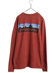 【お得なクーポン配布中!】 パタゴニア 両面 プリント 長袖 Tシャツ メンズ M 古着 アウトドア ロンT ロングスリーブ ロゴT  ボックスロゴ バックプリント テラコッタ