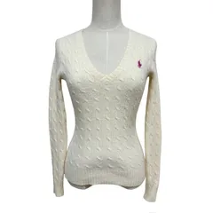 古着 ラルフローレン スポーツ RALPH LAUREN SPORT 長袖 Vネック セーター クリーニング済み アイボリー レディース Sサイズ