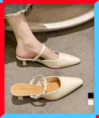 新品 ミュールパンプス レディース ポインテッドトゥ 春夏秋 パーティー きれいめ 黒 白 【送料無料】